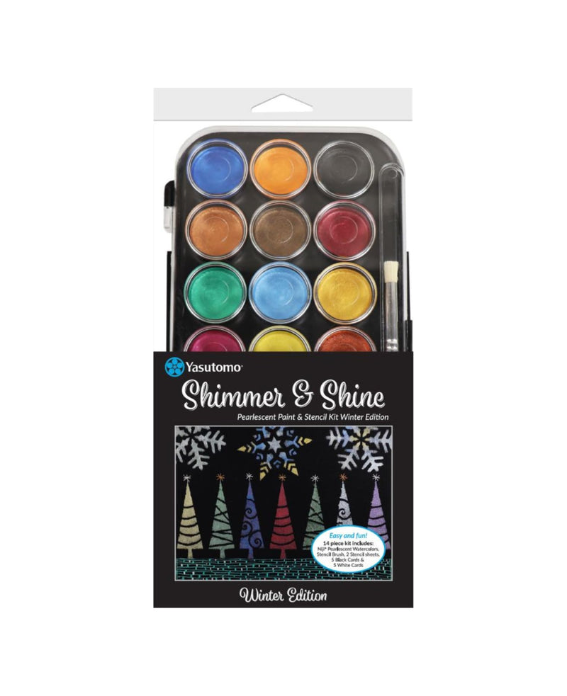 Yasutomo Winter Pearlescent Paint and Stencil Kit, Arts and Crafts Supplies