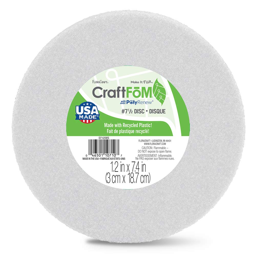 FloraCraft Styrofoam Disc 1.1 Inch x 7.5 Inch White