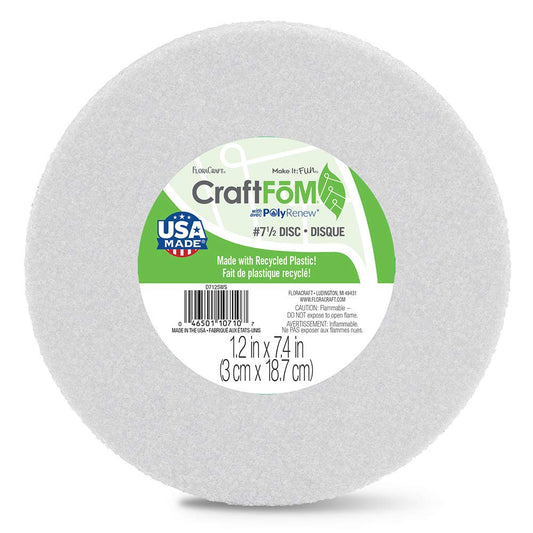 FloraCraft Styrofoam Disc 1.1 Inch x 7.5 Inch White