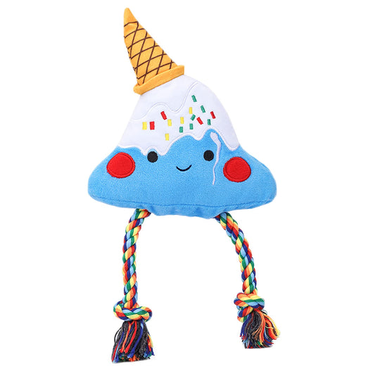 HugSmart Pet ‚Äì Fuji ice-Cream | Squeaky Plush Dog Toy for Small Medium Dogs |Cute Interactive Dog Toys with Ropes for Tugging Action