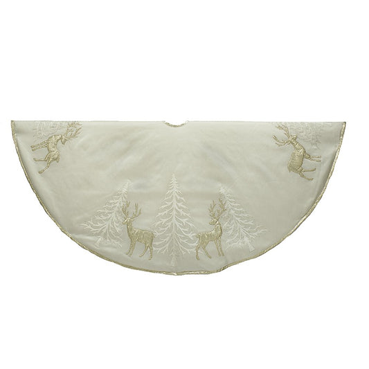 Kurt Adler 48" Gold Tree and Reindeer Applique Treeskirt