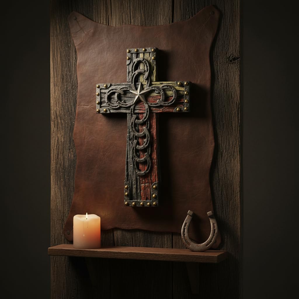 Comfy Hour 9.1 Inch Cross for Wall, Horseshoe Cross Wall Decor
