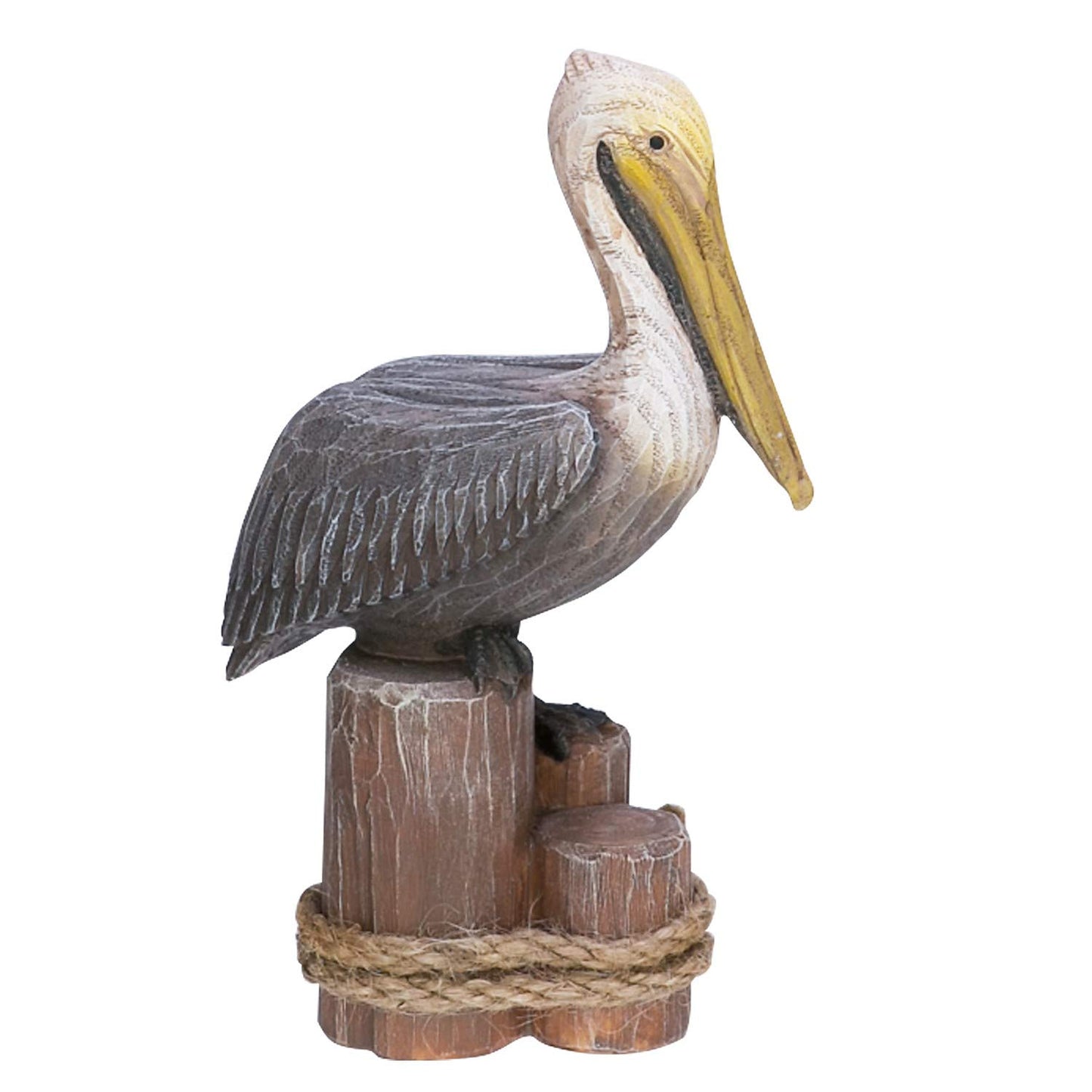 Beachcombers Resin Carved Wood Look Brown Pelican on a Piling