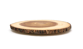 Lipper International 1066 Acacia Lazy Susan Large Slab with Bark Rim Brown