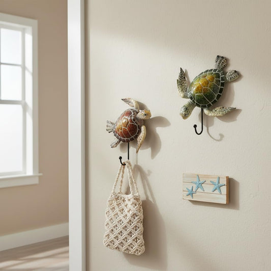 Comfy Hour Ocean Voyage with Sea Turtles Collection 5" Set Turtle Coastal Ocean Theme Decorative Wall Hanger, Polyresin