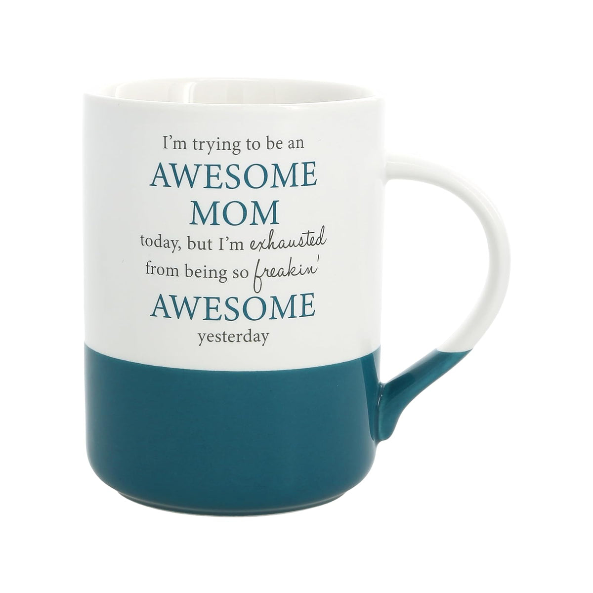 Pavilion Gift Company Drinking Cup, 18 Ounces, White, Teal