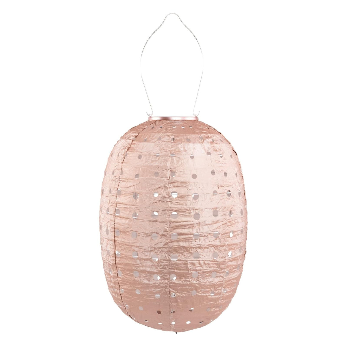 Allsop Soji Stella Barrel Solar Lantern, 14” Swiss Dot Outdoor Hanging Light – Waterproof Tyvek® Patio, Garden & Yard Decor, Solar Powered LED with Stainless Steel Hardware — Rose
