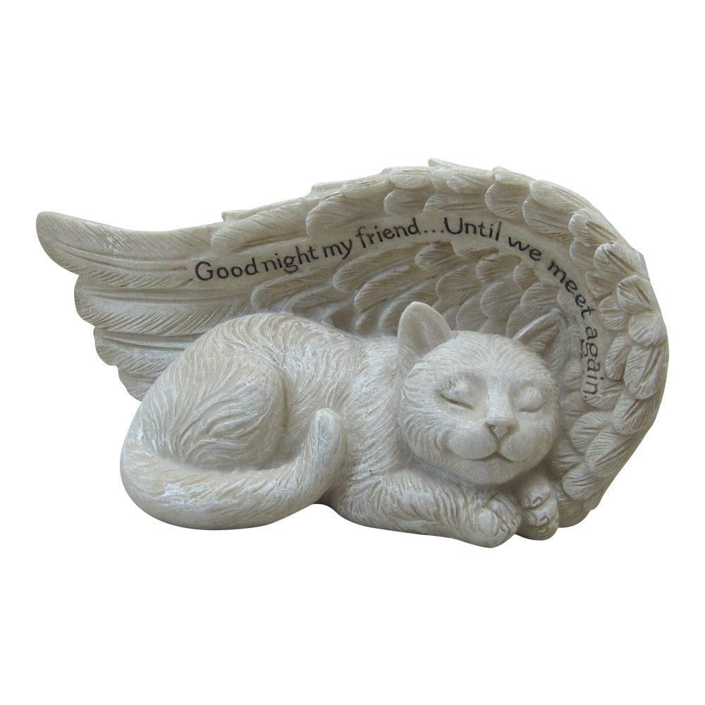Comfy Hour 8.2 Inch Cat Memorial Figurine, Angel Wing Statue