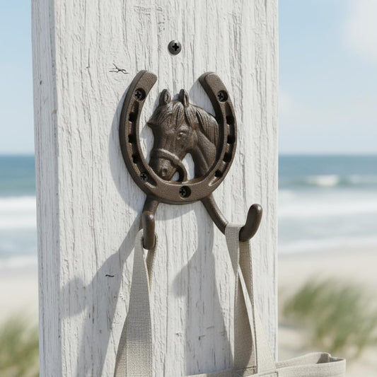 Comfy Hour 5 Inch Horse Hooks for Wall, Double Horseshoe Key Holder