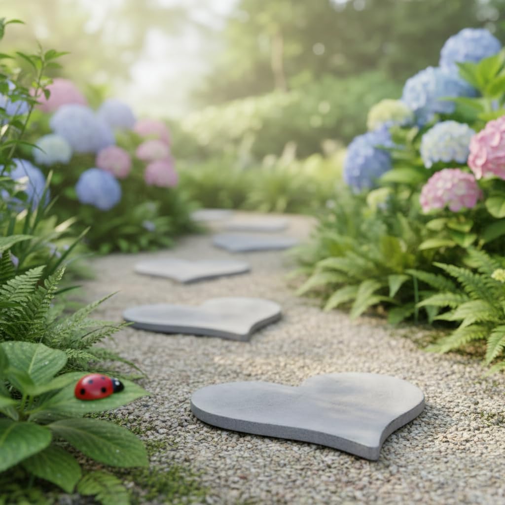 Comfy Hour Rustic Style Outdoor Collection Cast Iron Garden Stepping Stone - Heart, Beige