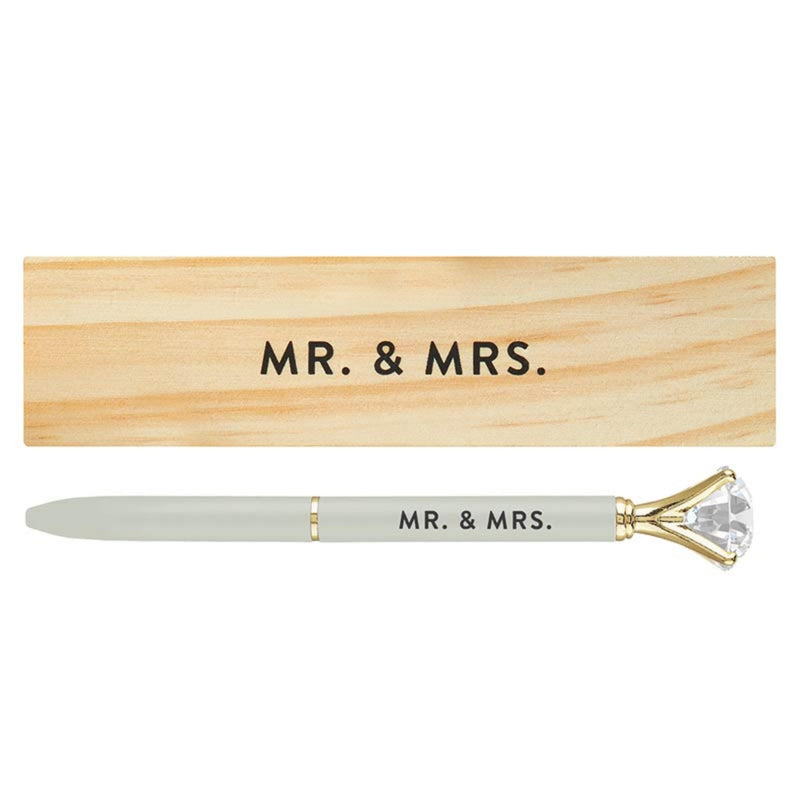 Santa Barbara Design Studio Wedding Gifts Gem Refillable Pen Wood Boxed Gift Set, 1-Piece, Mr & Mrs