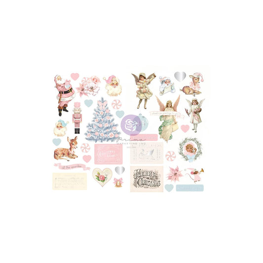 PRIMA MARKETING INC Decorative Cutout, Christmas Sparkle Chipboard Stickers-37 p
