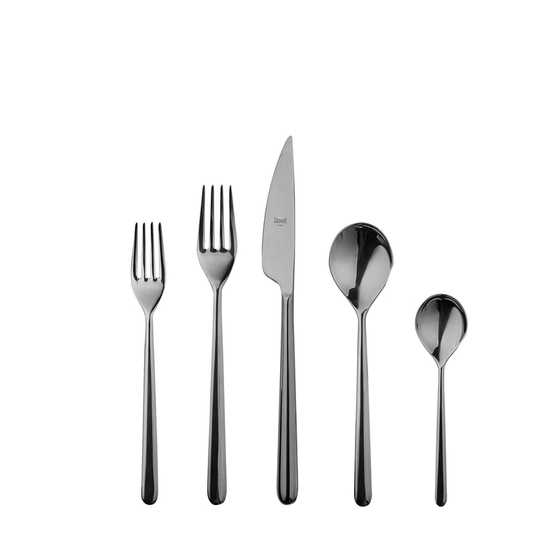 Mepra Linea Oro Nero 5 Piece Place Setting, Gunmetal Black