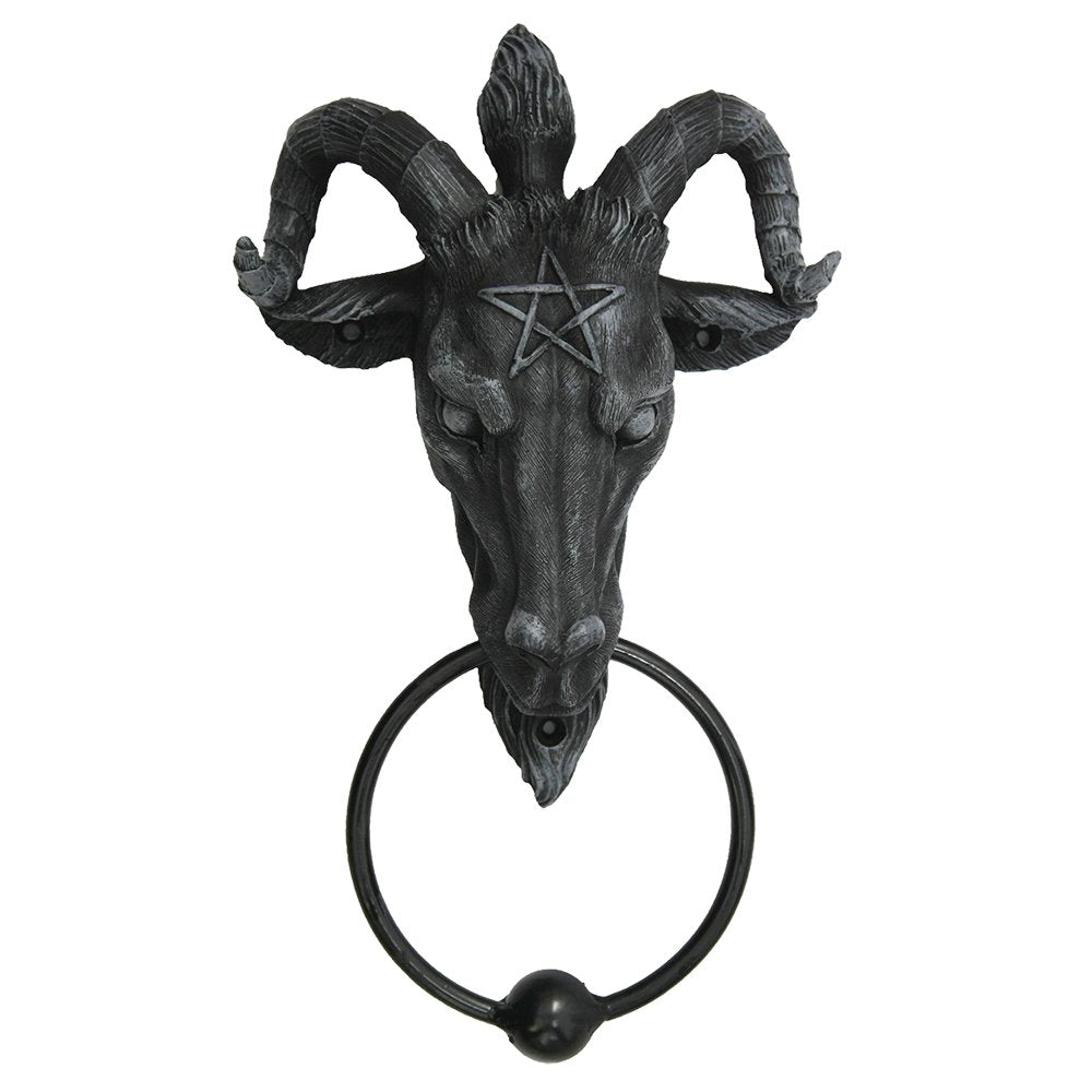 Pacific Trading Baphomet Head Lucifer Satanic Demon Goat of Mendes Pagan Occult Door Knocker Halloween Decor Figurine 9 Inch Tall
