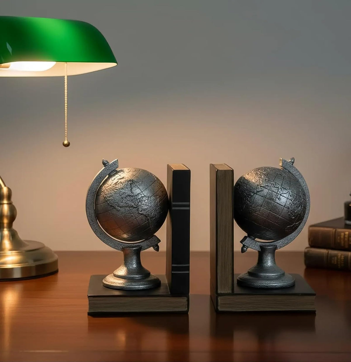 Comfy Hour Farmhouse Home Decor Collection 5" Length 7" Height Set 2 Tellurion Bookends Art Bookend, 1 Pair, Antique Style, Solid Heavy Weight, Silvery, Polyresin