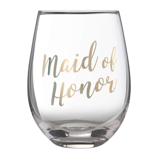 Blue Sky Clayworks Lillian Rose Gold Maid of Honor Stemless Wine Glass, 1 Count (Pack of 1)