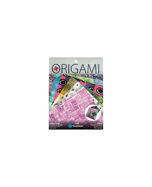 Yasutomo Origami Painted Paper Hodge Podge with 6 Patterns and 24 Sheets, Size 5 7/8” Square, Arts and Crafts Supplies