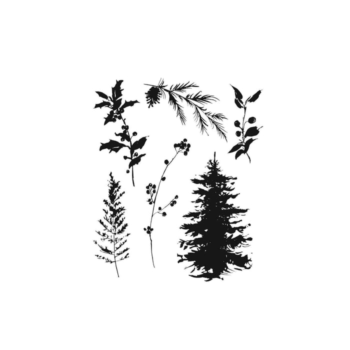 Stampers Anonymous Rubber Stamp, 7X8.5 Inches, Winter Watercolor 2