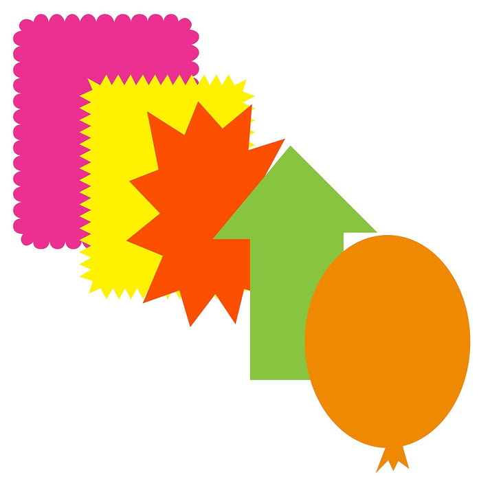 BAZIC Neon Pre-Cut Poster Board Shapes, 13.5" x 10.75" Arrow Balloon Cloud Spark Shape Carton Arts Crafts Supplies, Fluorescent Colors (5/Pack), 1-Pack