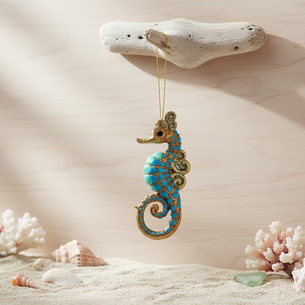 Comfy Hour Winter Holiday Home Collection Resin Ocean Wild Animal Seahorse Christmas Tree Ornaments