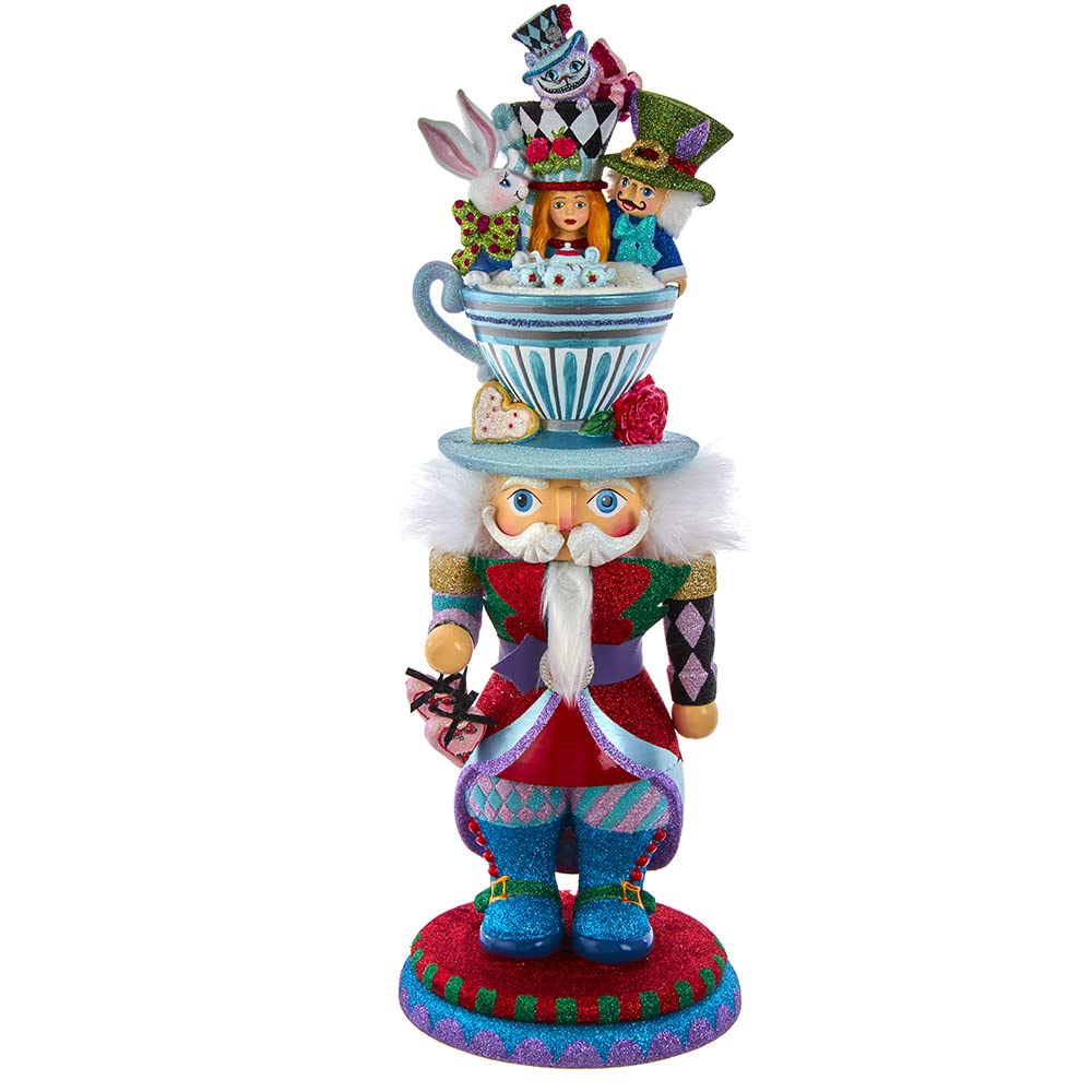 Kurt Adler Hollywood Nutcrackers Hollywood Alice Teacup Hat Nutcracker, 18-Inch, Multi-Color