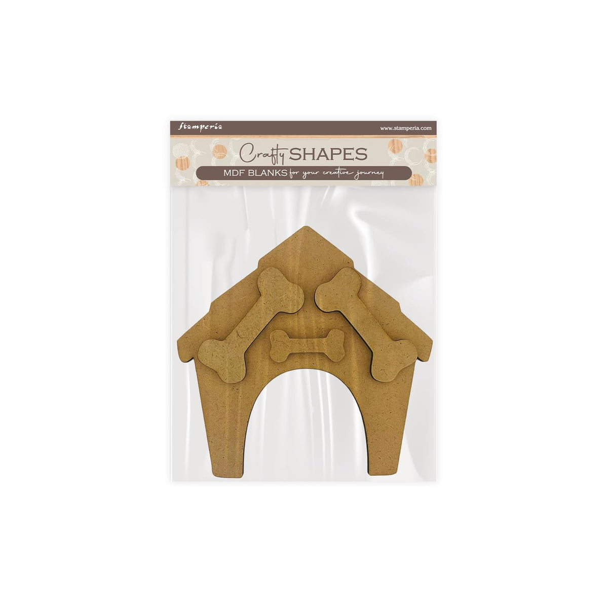 Stamperia Art And Craft Supply, Crafty Shapes (DogHouse and Bones), Brown