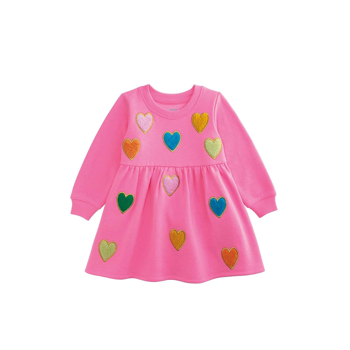 Mud Pie Dress, Pink, Kids Boucle Heart Sweatshirt Dress