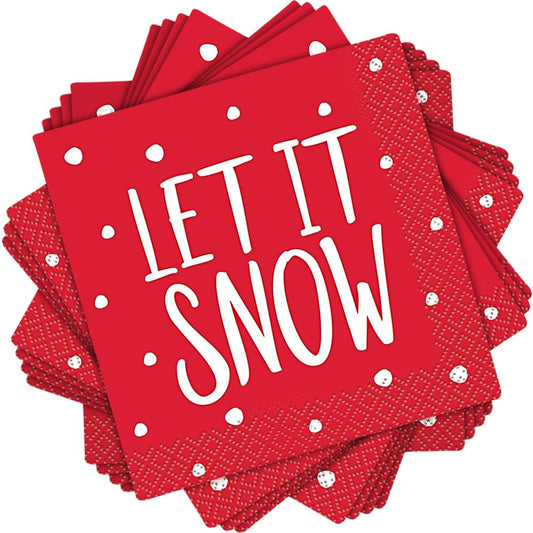 Unique Industries Let it Snow Paper Beverage Napkins - 16 Pcs