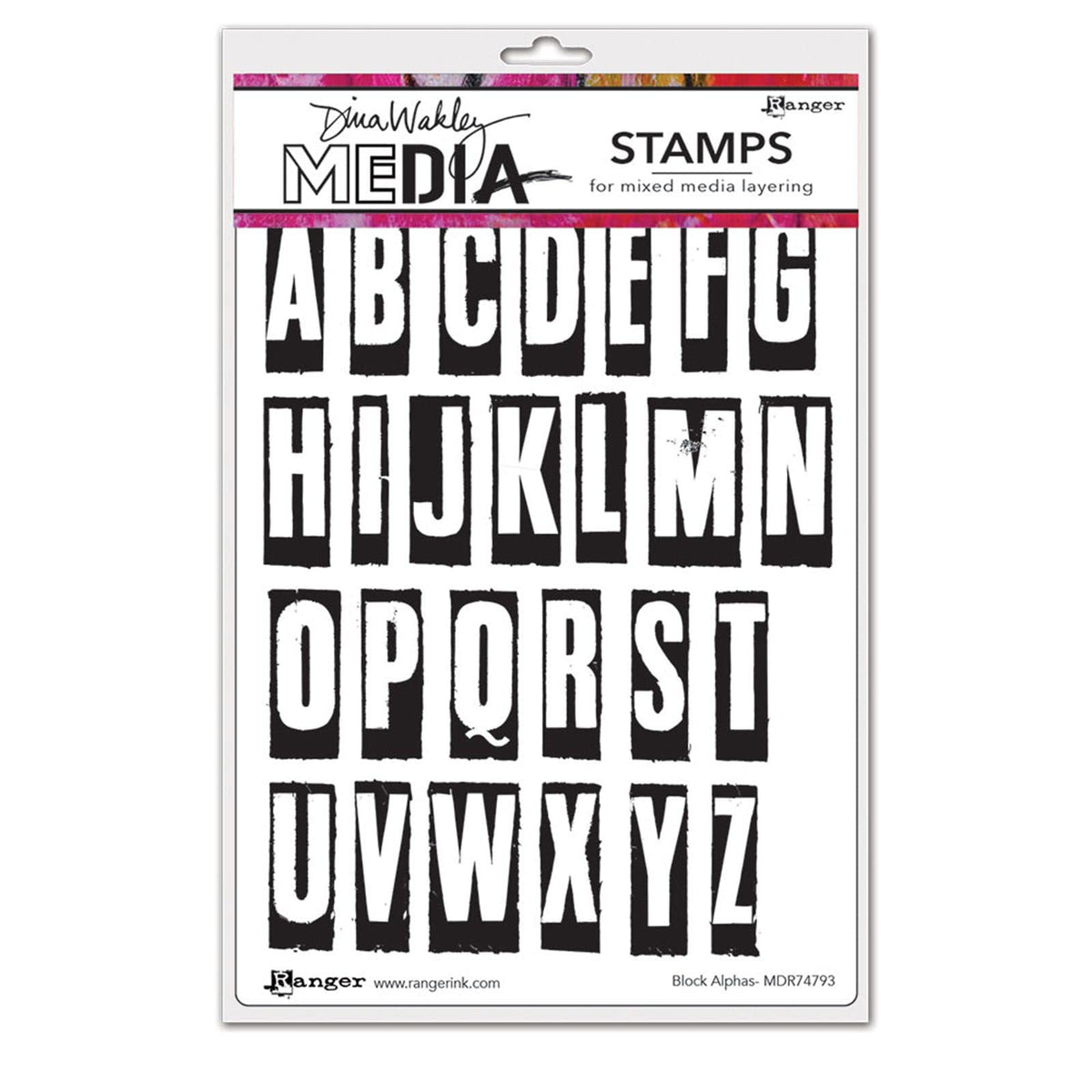 Ranger Rubber Stamp, 6x9 inches, Block Alphas
