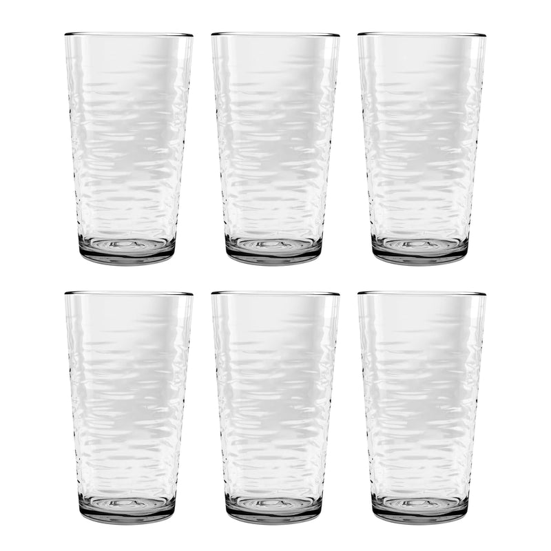 TarHong Foundry Premium Plastic Drinkware, Jumbo Beverage, Clear, set of 6