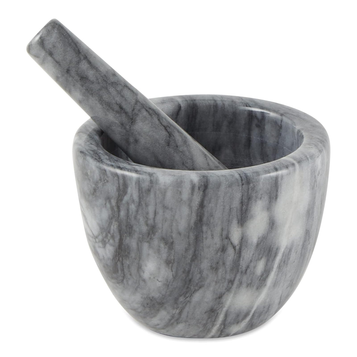 RSVP International Grey Marble Mortar & Pestle, 6 Ounce | Grind Spices, Powder Pesto, Mash Herbs, Crush Pills | Unique Marble Design