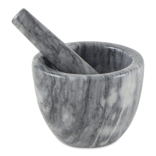RSVP International Grey Marble Mortar & Pestle, 6 Ounce | Grind Spices, Powder Pesto, Mash Herbs, Crush Pills | Unique Marble Design