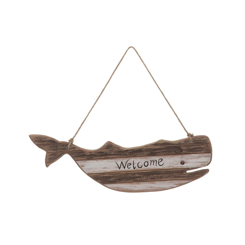 Beachcombers B22384 Welcome Whale Wall Hanging Plaque, 11.42-inch High