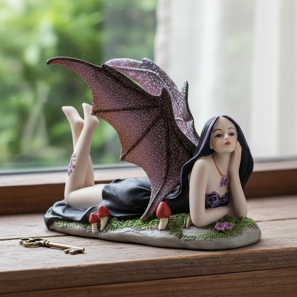 Comfy Hour 6 Inch Gothic Fairy Figurine, Lying Witch Statue, 1 Piece