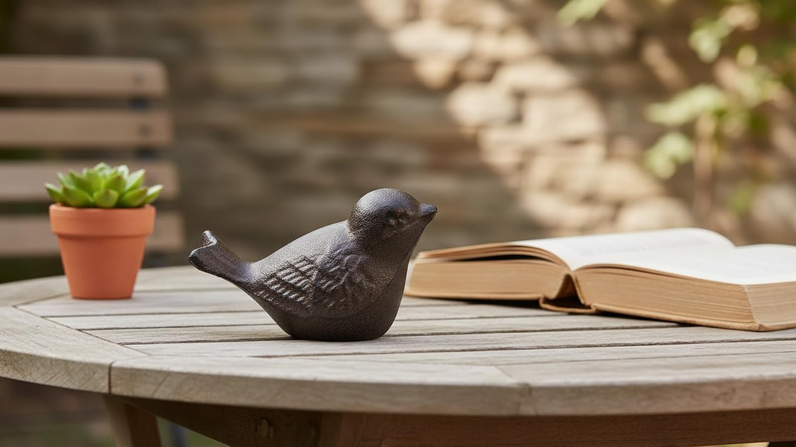Comfy Hour Antique & Vintage Interior Decor Collection, Animal Edition Cast Iron 8" Bird Figurine, Antique Brown, Indoor Outdoor Garden Decor