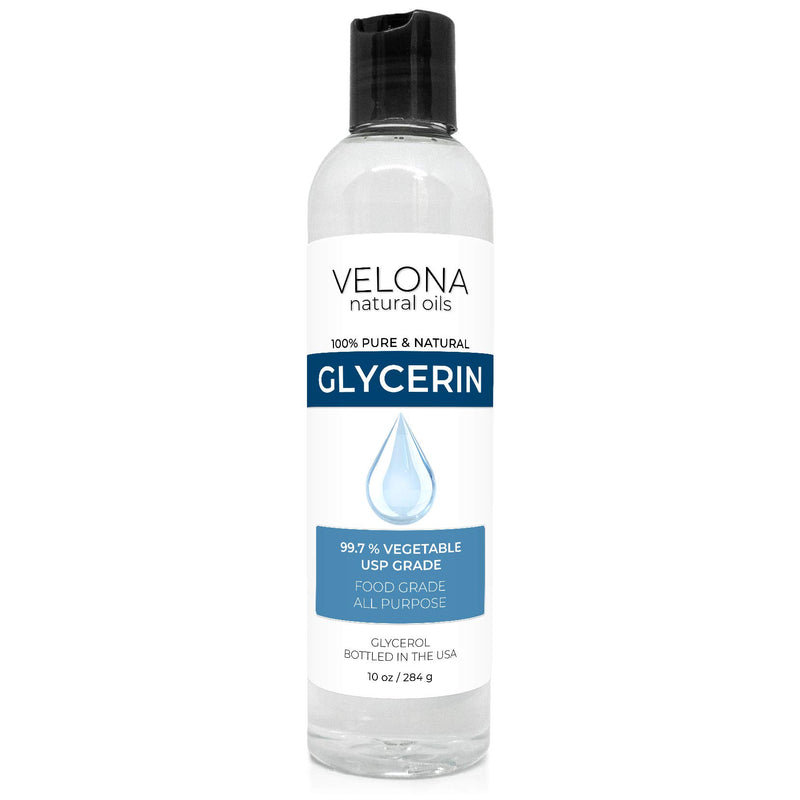 velona Glycerin Vegetable USP Grade 10 oz | 100% Pure and Natural Carrier Oil | Hair and Face Moisturizer for Dry Skin, Bubble Bath, Glycerin Soap, Soap Base, Sanitizers