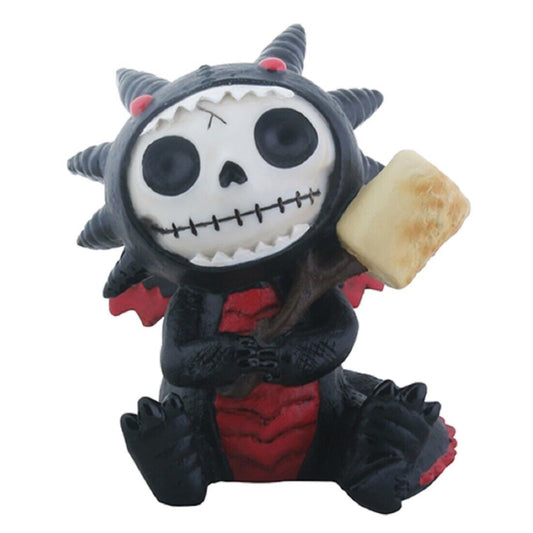 Pacific Trading SUMMIT COLLECTION Furrybones Scorchie Signature Skeleton in Black Dragon Costume Holding Stick of Roasted Marshmallow
