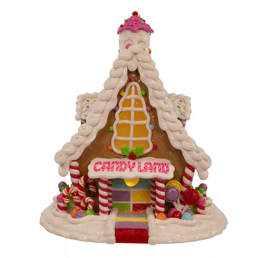 Kurt S. Adler Kurt Adler 11.5-Inch Battery Operated Lit Candyland Gingerbread House Table Piece, Multi Color
