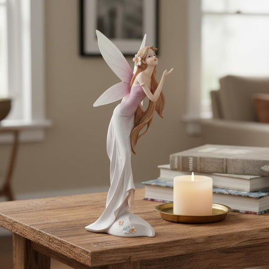 Comfy Hour 13 Inch Fairy Statues Figurine, White Lilac Decor, 1 Piece