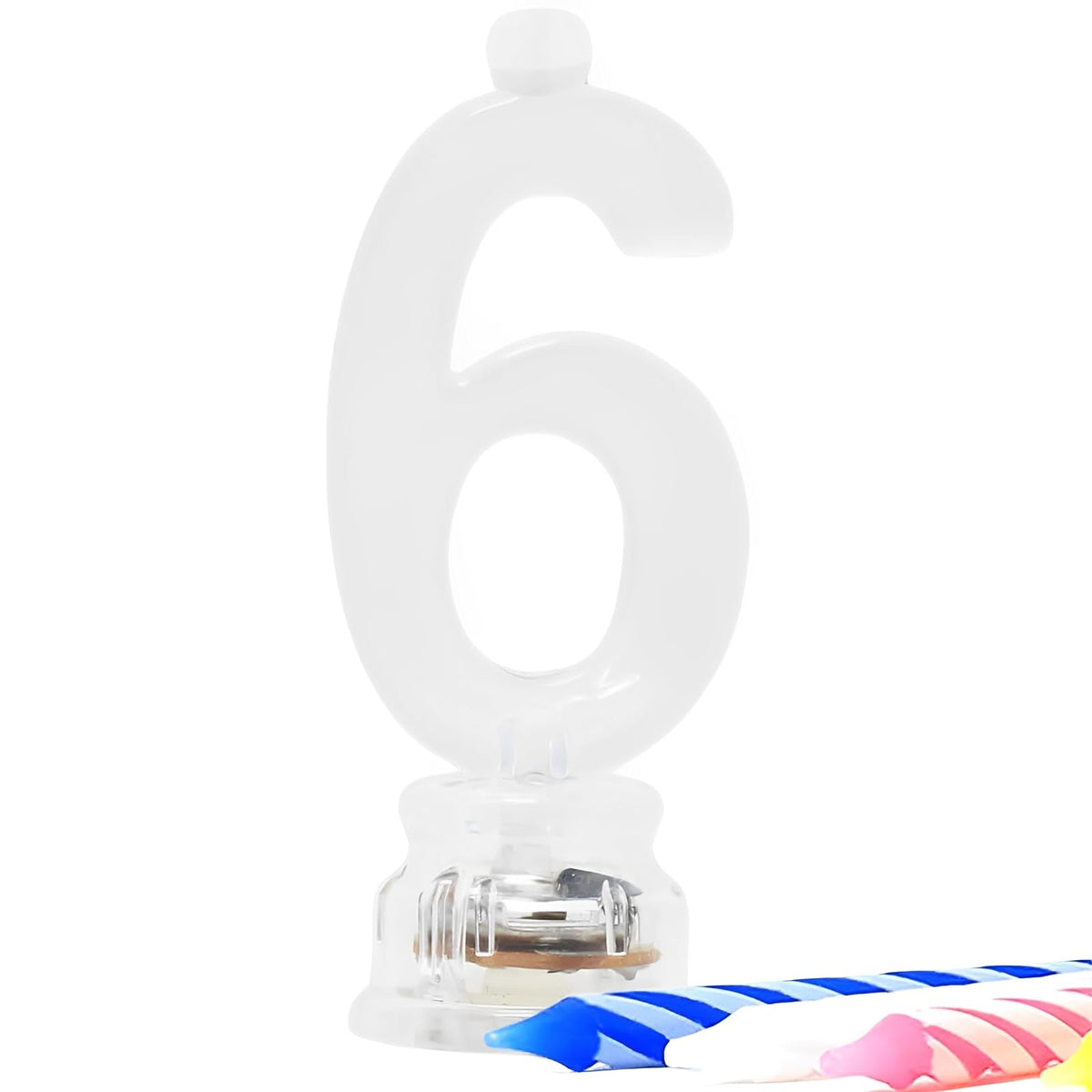 Unique Industries Multicolor Flashing Number 6 Cake Topper & Birthday Candle Set, 5pc