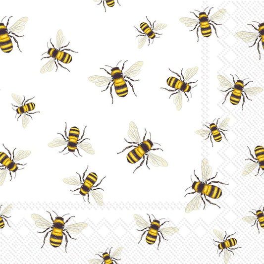 Boston International Celebrate the Home Spring 3-Ply Paper Cocktail Napkins, Save The Bees, 20-Count