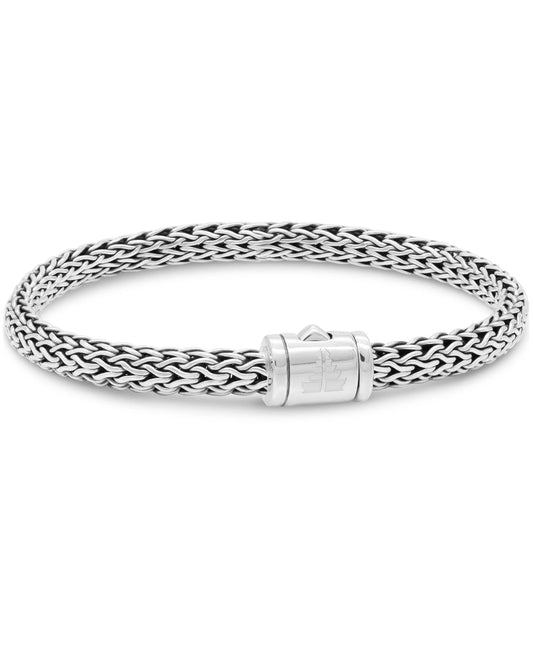 Sterling Silver 925 with Woven Dragon Bone Tulang Naga 6mm Chain DEVATA Bali Chain Bracelet Women Men DBK5246 (SIZE M/7.5")