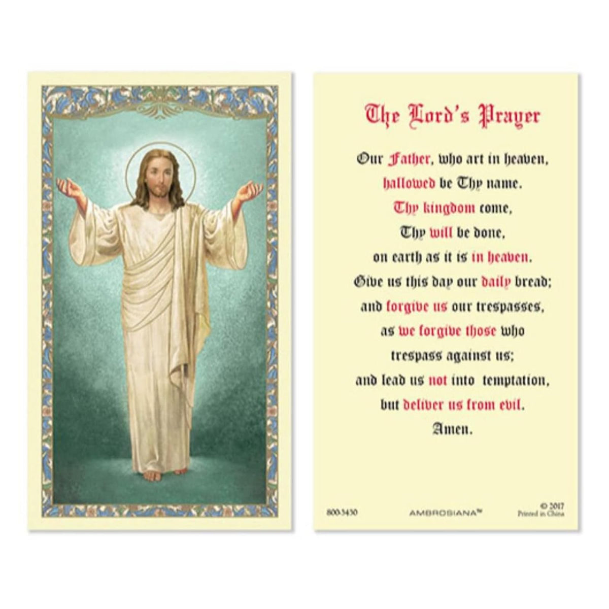 Christian Brands Catholic Greeting Card, 25-Count, Christ Blessing The Lord's Pr