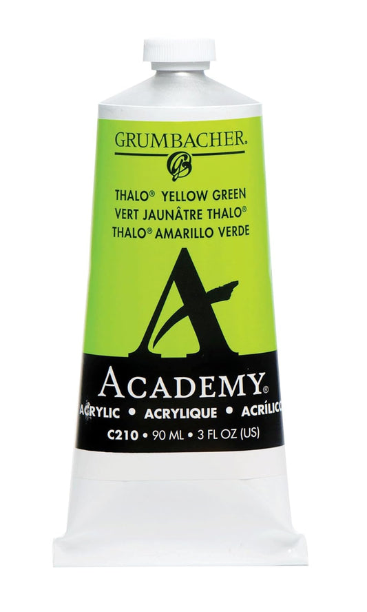 Chartpak Grumbacher Academy Acrylic Paint, Gloss, 90ml/3 oz Metal Tube, Thalo Yellow Green