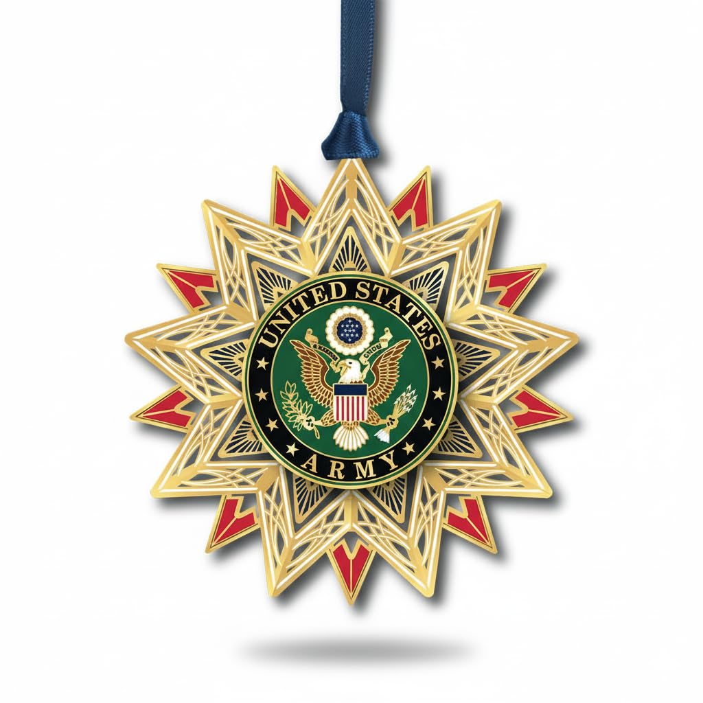 Beacon Design 3" Vibrant Brass U.S. Army Star Decorative Christmas Ornament