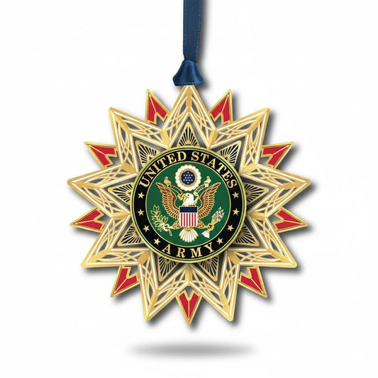 Beacon Design 3" Vibrant Brass U.S. Army Star Decorative Christmas Ornament
