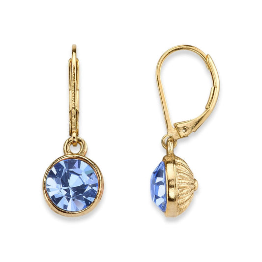 1928 Jewelry"Best Of Times" 14K Gold Dipped Light Blue Faceted Drop Earrings