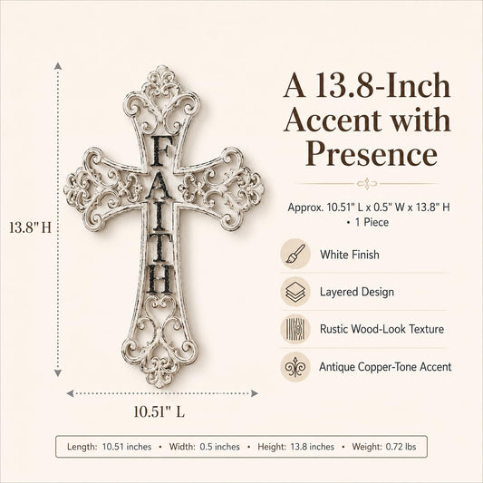 Comfy Hour 13.8 Inch White Cross for Wall, Faith Cross Wall Decor