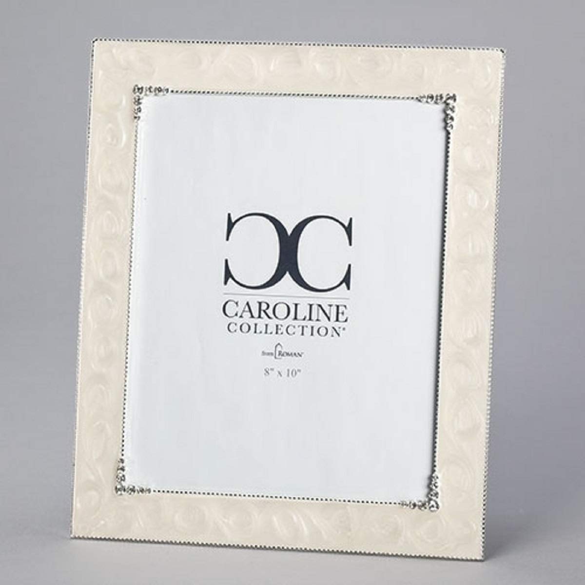 Roman 19236 Caroline Collection Ivory with Crystal Frame, Holds 8 X 10-inch Photo, 12-inch High