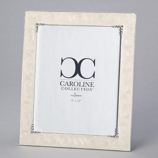 Roman 19236 Caroline Collection Ivory with Crystal Frame, Holds 8 X 10-inch Photo, 12-inch High
